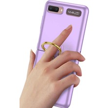 Dlrcase Samsung Galaxy Z Flip Kılıf Yüzüklü Silikon Mat Ring Mor