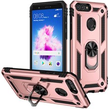 Dlrcase Huawei P Smart Kılıf Vega Tank Standlı Yüzüklü Mıknatıslı Bronz