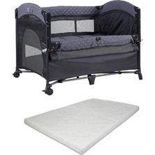 Prego Miami Basic Anne Yanı Oyun Parkı Park Yatak 70X110 Füme+Yatak 8041