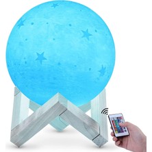 3D Ay Lambası 20 cm 16 Renkler, USB Şarj Edilebilir Dokunmatik Ekran Ay Gece Işık Rgb Yıldız Desenleri Yatak Odası Oturma Odası Cafe Doğum Günü Noel Hediyesi Için, (Beyaz) (Yurt Dışından)