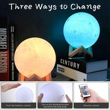 3D Ay Lambası 20 cm 16 Renkler, USB Şarj Edilebilir Dokunmatik Ekran Ay Gece Işık Rgb Yıldız Desenleri Yatak Odası Oturma Odası Cafe Doğum Günü Noel Hediyesi Için, (Beyaz) (Yurt Dışından)