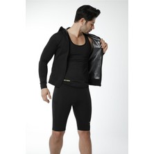 Sweet Sauna Yeni Moda Uzunkollu Kapşonlu Cepli Üst Şort Unisex Sweet Sauna Termal Siyah