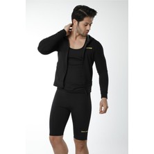 Sweet Sauna Yeni Moda Uzunkollu Kapşonlu Cepli Üst Şort Unisex Sweet Sauna Termal Siyah