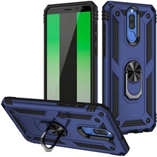 Casestreet Huawei Mate 10 Lite Kılıf Vega Tank Standlı Yüzüklü Mıknatıslı Lacivert