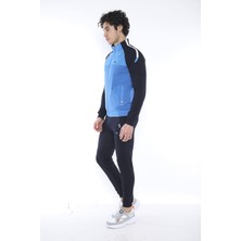 Escetic Erkek Spor Slimfit Kalıp, Dik Yaka, Lastik Paça, 4 Cepli,4 Mevsim  Bayrak Mavisi Eşofman Takımı - 6733
