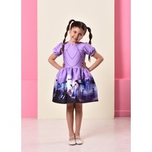 Eylul Elif Butik Vampirina Desen Kız Çocuk Elbise