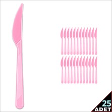 Süsle Bebek ve Parti Plastik Bıçak, Pembe - 25 Adet