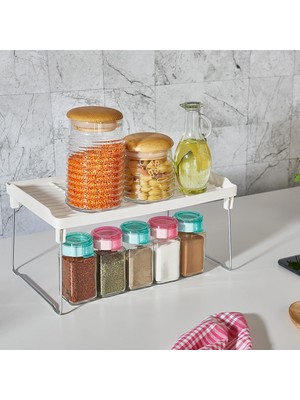 Lira Dolap Içi Raf Düzenleyici Plastik Mutfak Tezgah Üstü Yer Kazandıran Organizer 14X30 cm