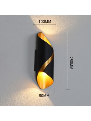 10 W LED Açık Su Geçirmez Duvar Lambası Toptan Kapalı ve Açık Yukarı ve Aşağı Aydınlatma Lambası Merdiven Koridor Dış Duvar Spiral Fırıldak Lambası (Sıcak Beyaz)