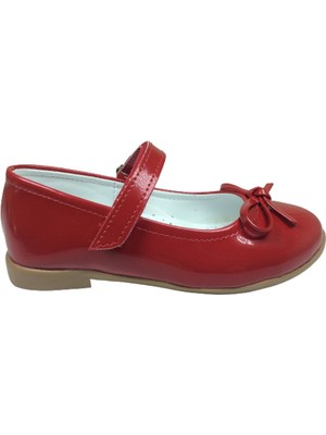 Ortopedikal Ortaç Emt Patik Kırmızı Rugan Bıyık Fiyonk Kız Çocuk Babet Abiye Ayakkabı Fantazi Düğün