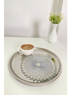 Emtory Home 6 Adet Sunshine Modern Gri & Gold Simli Bardak Altlığı & Kokteyl Peçetesi