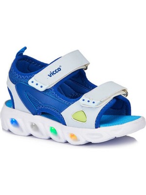 Vicco Roy Erkek Çocuk Işıklı Saks Mavi Bebe Patik Sandelet 332.P21Y.188 (2)