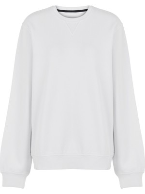 White&Simple White And Simple Kadın Beyaz  100% Pamuk Unisex Sweatshirt