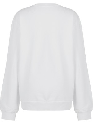 White&Simple White And Simple Kadın Beyaz  100% Pamuk Unisex Sweatshirt