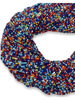 Hedef Bijuteri Afgan Boncuk, Lacivert Tonlu Karışık Renkli Afgan Boncuğu Dizisi, Dizi Afgan Boncuk