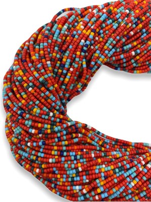 Hedef Bijuteri Afgan Boncuk, Kırmızı Tonlu Karışık Renkli Afgan Boncuğu Dizisi, Dizi Afgan Boncuk