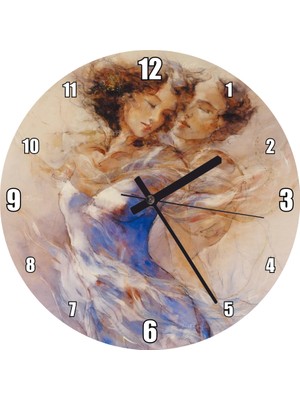 Cakatablo Aşkın Çıplalığı Çizim Görseli Duvar Saati  (Çap 30X30 Cm)