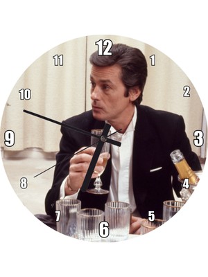 Cakatablo Jean Paul Belmondo ve Alain Delon Duvar Saati (Çap 30X30 Cm)