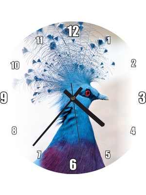 Cakatablo Viktorya Taçlı Güvercin Yakın Çekim Duvar Saati (Çap 30X30 Cm)