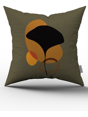 Cango Home Yeşil Kahverengi Modern Tarz Yaprak Desenli Dijital Baskılı Kırlent Yastık Kılıfı  CGH673