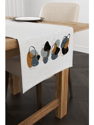 Cango Home Kahverengi Lacivert Modern Soyut Desenli Dijital Baskılı Runner 4KMBS121-RN