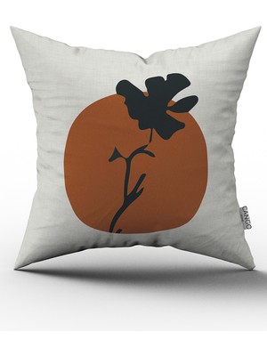 Cango Home Kahverengi Siyah Bohem Modern Yaprak Desenli Dijital Baskılı Kırlent Yastık Kılıfı  CGH645