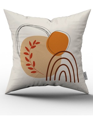 Cango Home Turuncu Kahverengi Bohem Modern Desenli Dijital Baskılı Kırlent Yastık Kılıfı  CGH650