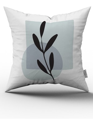 Cango Home Kahverengi Mavi Modern Soyut Yaprak Desenli Dijital Baskılı Kırlent Yastık Kılıfı  CGH654