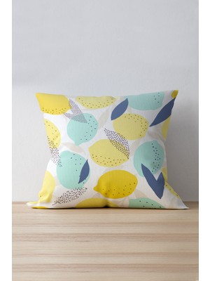 Cango Home Çift Tarafı Baskılı Limonlu Sarı Yeşil Yastık Kırlent Kılıfı 927-CT