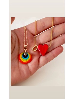 Nergis Murano Cam Kalp / Gökkuşağı Kolye