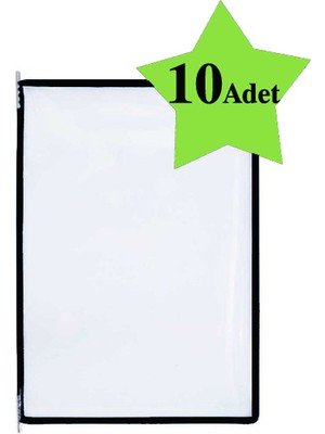 Zuzu Bebek Butik A4 Evrak Şömizi - 10'lu Paket Şeffaf Siyah Şömiz - Ofis Sunum Dosyası