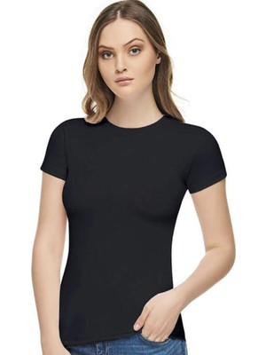 Katmirra Kadın Siyah Pamuklu Elastan Body ELT2202