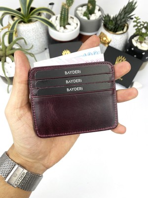 Bayderi Deri Crazy Bordo Kartlık