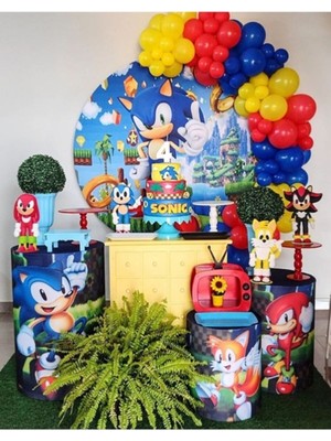 Bal10 Dünyası Sonic Temalı Metalik Lacivert Sarı Kırmızı Balon Zinciri Seti 80 Adet