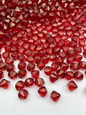 Hedef Bijuteri 14MM Bordo Renk Piramit Model Akrilik Boncuk,takı , Çanta Yapım Boncuğu (100GR,~110 Adet)
