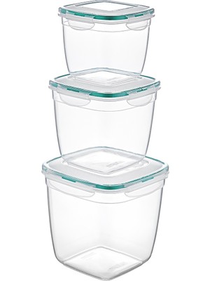 Emofom (3'lü Set) Fresh Box Toplam 6700 ml Hava Geçirmez & Sıvı Sızdırmaz Saklama Kabı Lunch Box