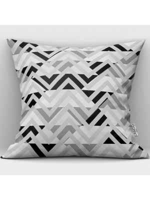Cango Home Gri Siyah Geometrik Modern Desenli Çift Taraflı Dijital Baskılı Kırlent Kılıfı  - YLMS105
