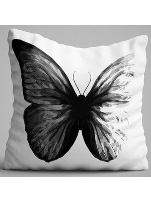 Cango Home Siyah Kelebek Tasarım Çift Taraflı Kırlent Kılıfı 50 x 50 cm Yumuşak Petek Kumaş