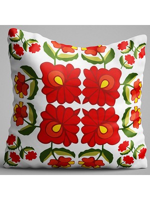 Cango Home Kırmızı Yeşil Etnik Vintage Desenli Dijital Baskılı Çift Taraflı Kırlent Kılıfı - OTYK553-CT