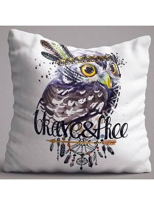 Cango Home Beyaz Siyah Dekoratif Baykuş Figürlü Dijital Baskılı Çift Taraflı Kırlent Kılıfı - OTYK526-CT