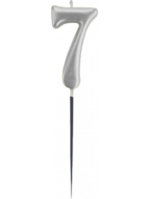 Partijet 7 Rakam Gümüş Çubuk Mum 14 cm