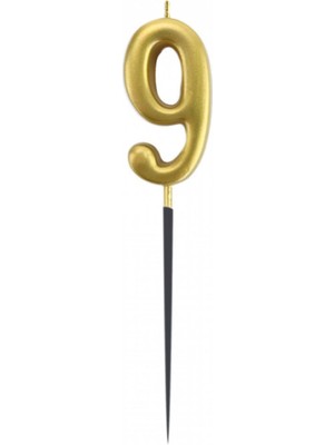 Partijet 9 Rakam Altın Çubuk Mum 14 cm