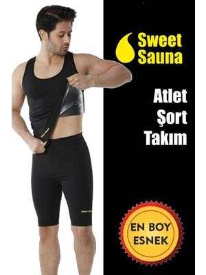 Sweet Sauna Yeni Sezon Spor Erkek Atlet Şort Takım Unisex Sweet Sauna Termal Siyah