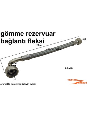 Yıldırım Nalbur Gömme Rezervuar Bağlantı Fleksi Prinç 3/8-1/2 Spral Bağlantı Hortumu