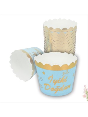 Süsle Bebek ve Parti CupCake KeK Kapsülü İyiki Doğdun, 12 Adet - Mavi