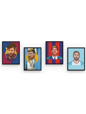 Hero Tasarım Lionel Messi 4 Parça Mdf TABLOTGTB1251