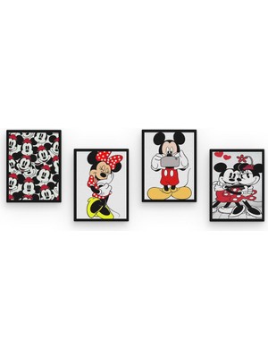 Hero Tasarım Mickey Mouse 4 Parça Mdf TABLOSLA626