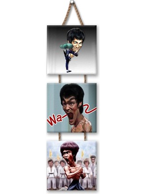Hero Tasarım Bruce Lee 3 Parça Ipli Mdf TABLOTLH1109