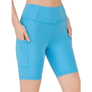 Los Ojos Kadın Turkuaz Yüksek Bel Toparlayıcı Çift Cepli Biker Şort Kısa Spor Tayt