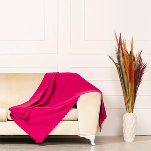Benimol Fuşya Dokuma Kadife Şönil Düz Kumaş Çift Taraflı Koltuk Şalı Örtüsü Maxi Set (3+3+1+1)